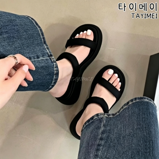 타이메이 슬리퍼 여성 여름 외장 키높이 샌들 패션 두꺼운 바닥에 치마 하이힐 시원한 슬리퍼