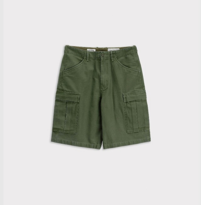 [처칠롬퍼] CHURCHRILLROMPER_ Slub Back Satin 1/2 Cargo Pants Olive (COSMO社)