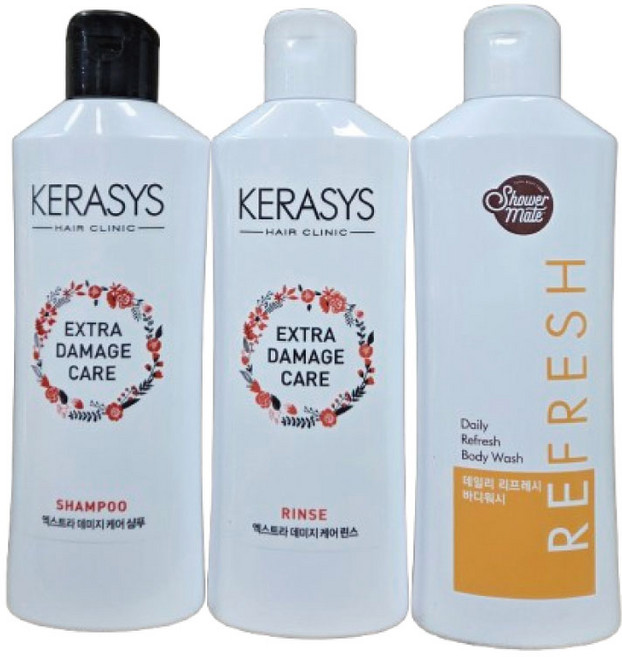 케라시스 데미지 샴푸 린스 샤워메이트 비다워시 180ml 3종 여행용세트, 1세트