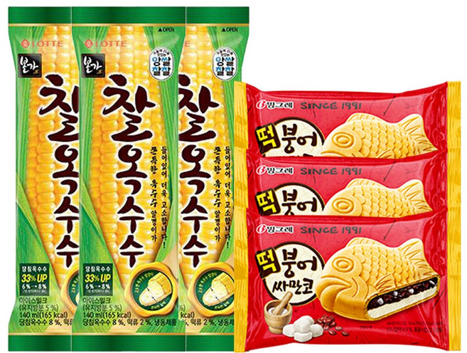 롯데웰푸드 본가찰옥수수 10개+떡붕어싸만코 10개, 1세트, 140ml