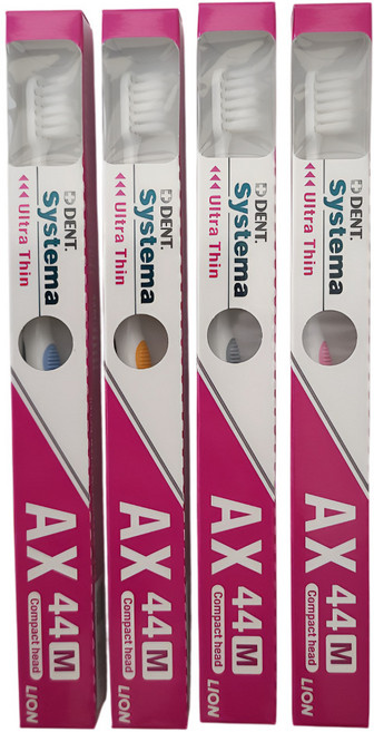 라이온 시스테마AX 44M 칫솔 4개 이중미세모 미세모칫솔, 1개, 4개입