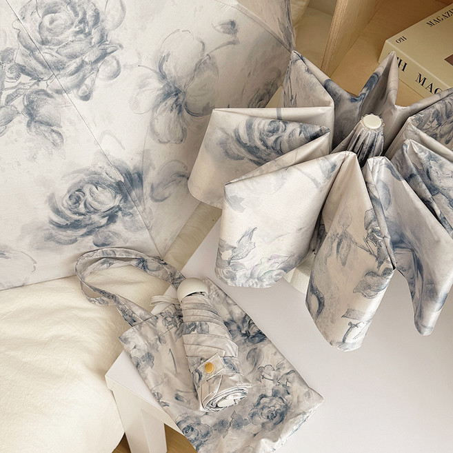 여성 일본양산 수채화 양산 가벼운 자외선차단 암막 우양산