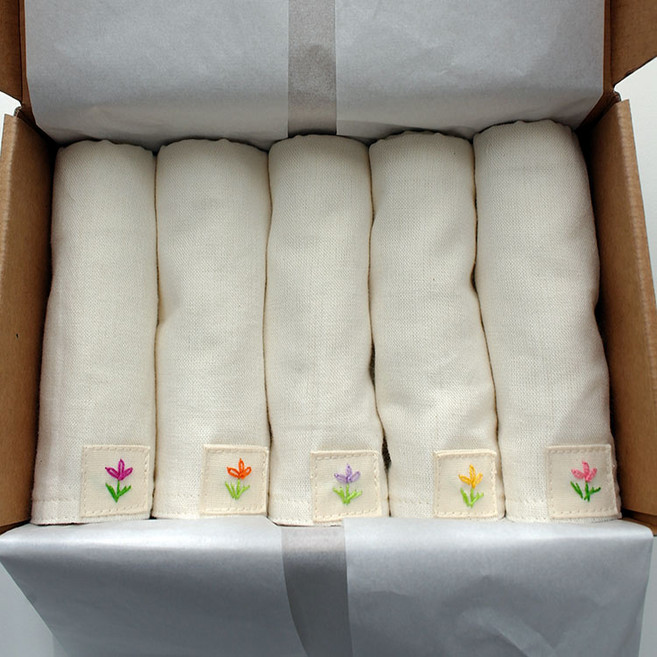 무형광 소창행주 2겹 5장세트 정련완료 제이앤니들워크, 1세트