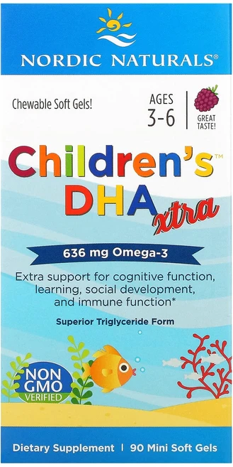 Nordic Naturals Children's DHA Xtra 만 3~6세용 베리 맛 636mg 미니 소프트젤 90정, NordicNaturalsChildrensDHAXtra, 1개 - 쿠팡