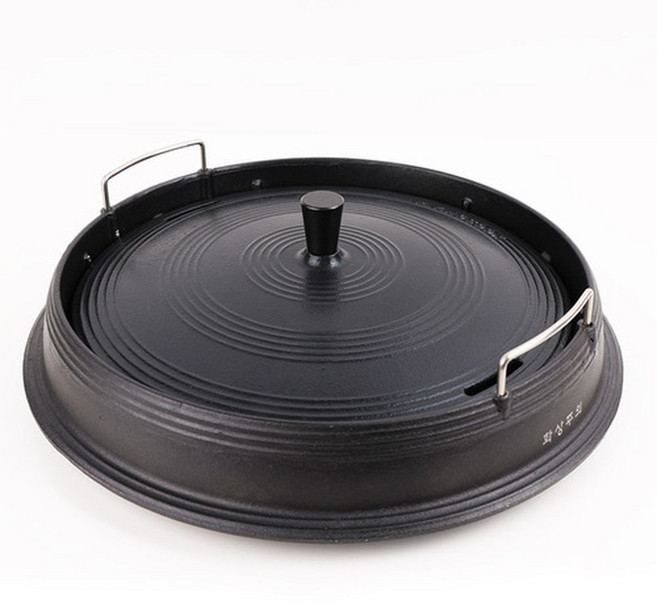 탈렌트쿡 솥뚜껑형 불판세트 대형 32cm 고기구이 캠핑 야외 가정, 1개