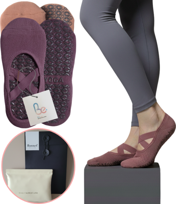 보느엣 프리미엄 코튼 논슬립 요가 필라테스 양말 2종 세트