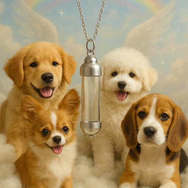 메모리안 메모리얼스톤 강아지 고양이 털목걸이 유골함 추모함 펜던트, 1개