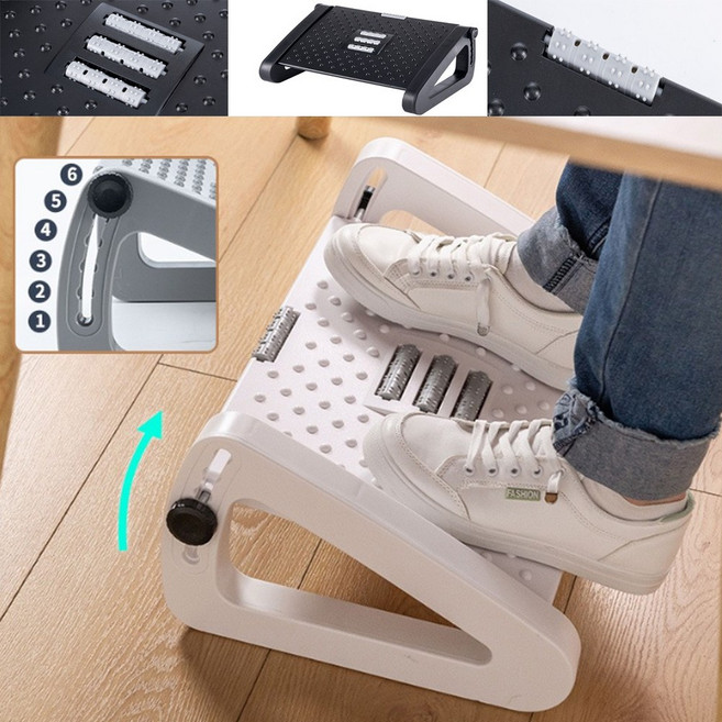 장시간 근무 필수템 각도 높이 조절 책상밑 발받침대 다리 붓기 방지, 화이트