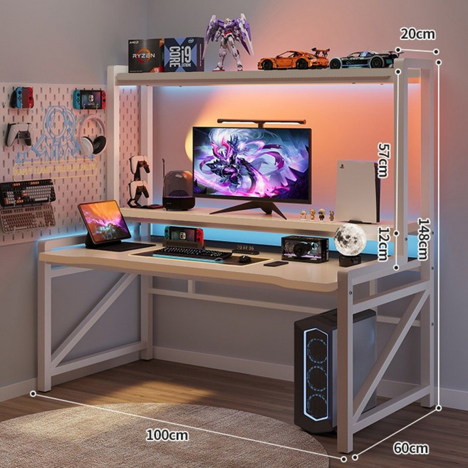 서재책상 카본 게이밍 컴퓨터책상 사무용책상 1000/1200 MM 철제책상 SZ15, 화이트