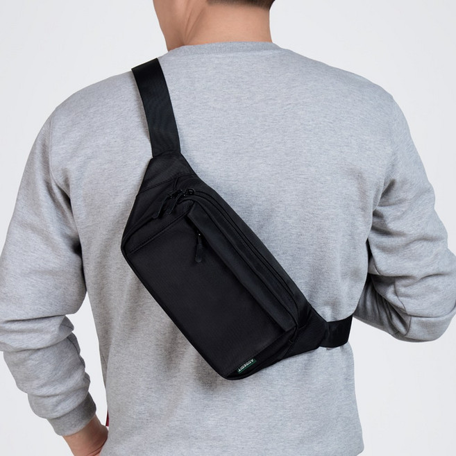 [자체제작] 여행용 심플 힙색 방수 남녀공용 리브 크로스백