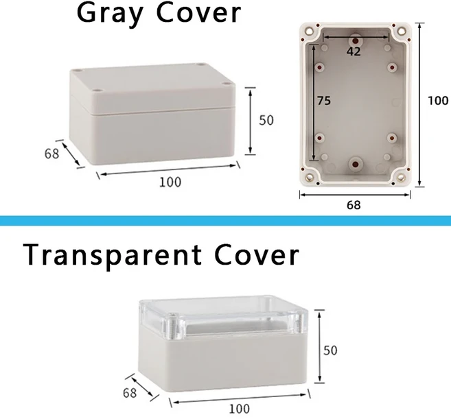 F시리즈 실외 방수 IP67 전기 접속 박스 밀폐형 ABS 플라스틱 나사 케이블 맞춤 제작, 02 Gray cover, F4 100x68x50mm