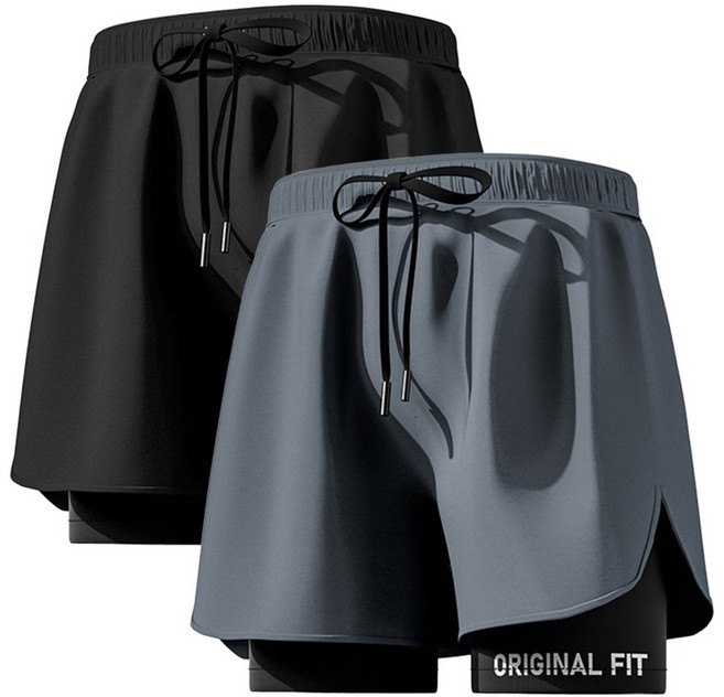 쿨쉐어 투인원 쇼츠 1+1 러닝 반바지 헬스 트레이닝 마라톤 팬츠