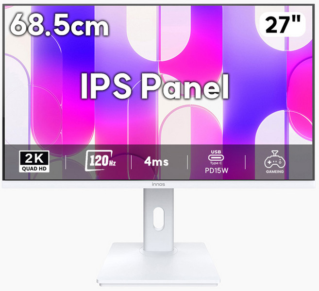 이노스 27GS120CM QHD IPS USB-C HDR Ai GEN 게이밍 멀티스탠드 68~69cm(27인치), 일반, 68cm