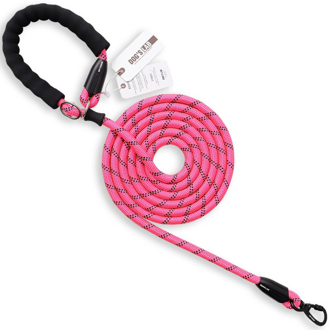 독스랩 로프 PRO 리드줄 스트롱 소형견 중형견 대형견, 핑크, 1개