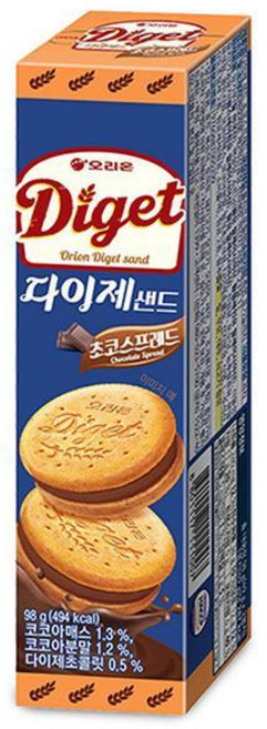 비스켓 오리온 다이제 샌드 초코 스프레드, 12개, 98g