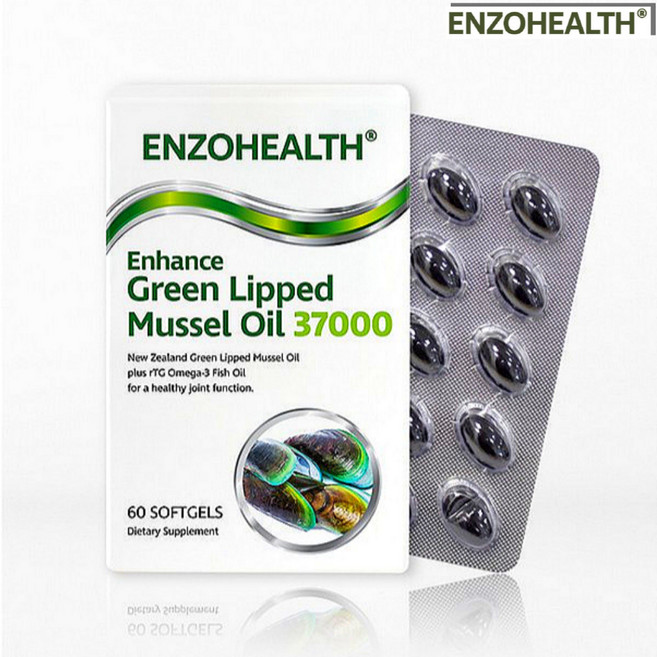 뉴질랜드 프리미엄 고함량 초록입홍합오일 37000mg 60캡슐 고농축 초록입홍합캡슐 엔조헬스 초록홍합 리프리놀 관절영양제, 60정, 1박스