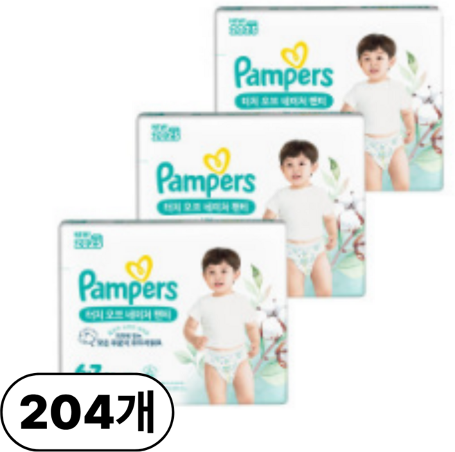 팸퍼스 아르모니 터치 오브 네이처 기저귀 4단계 아동용 팬티형 아동공용, 204매