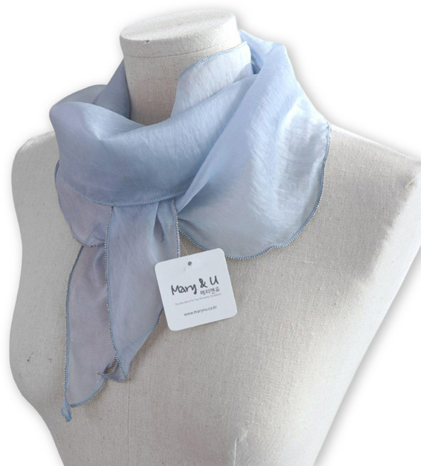 메리앤유 미니볼 트리밍 실키 소재 롱 스카프 선물 케이스 국산