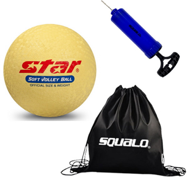스타 소프트발리볼 8호 CB818-05 스쿠알로 공가방 펌프 포함, 노랑, 1개