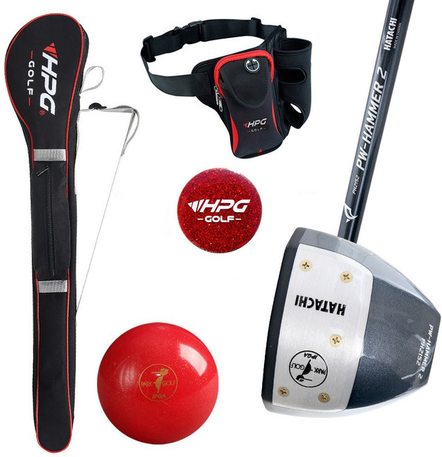 하타치 파크골프 채 PH2152 5종세트 클럽 PH3400 공 가방 랜덤 볼마커 초경량 파우치, 레드와인, 85cm, 블랙/레드