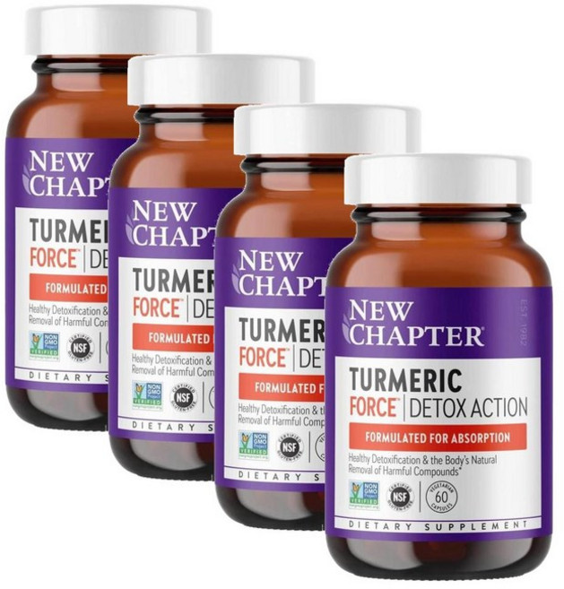 뉴챕터 터메릭 포스 강황 캡슐 New Chapter Turmeric Force Green Tea Ginger, 4개, 60정