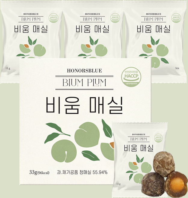 아너스블루 비움매실 동매실 싹비움 발효매실 똥매실 3개입, 33g, 1박스