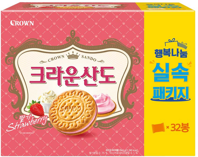 크라운산도 딸기 실속 대용량패키지, 644g, 2개