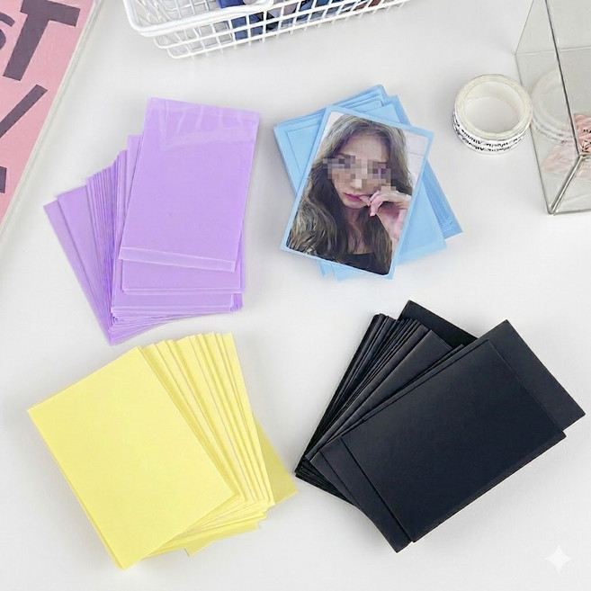 포토카드 컬러 슬리브 OPP 대지 보호필름 탑로더 탑꾸, 블랙_50장(61x91mm), 1세트