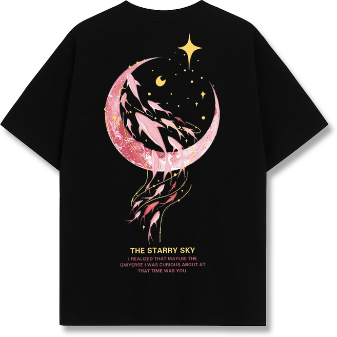 오드아이 남녀공용 반팔티 커플티 돌고래 달 웨일 오버핏 빅사이즈 티셔츠