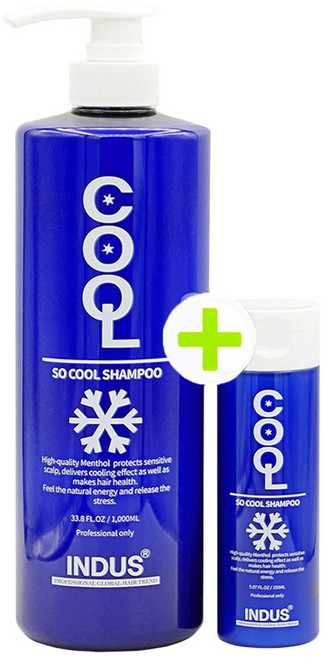 1+1SET 인더스 쏘 쿨샴푸 1000g+150g 시원한샴푸 두피쿨링 청량감 멘톨2배 남자비듬케어 지성두피냄새 박하향 여름철 모발관리필수템 미용실 바버샵, 1kg, 1개