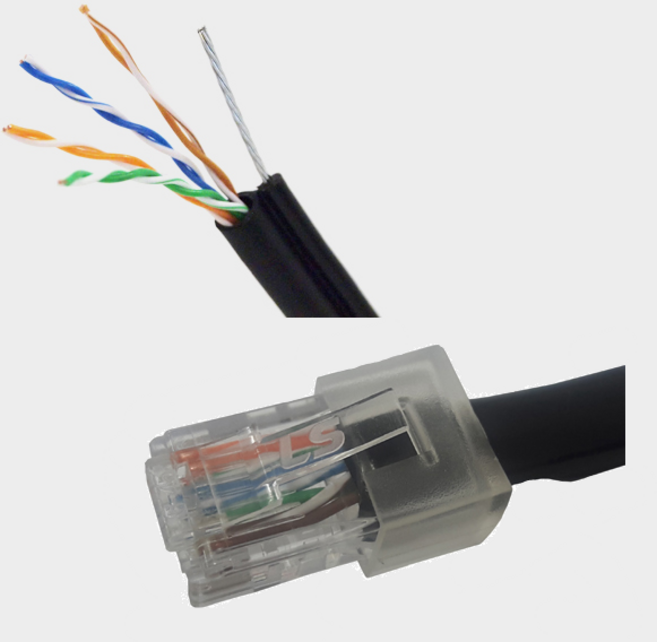 LS전선 Cat5e 옥외용 가공용 랜 케이블 UTP CAT.5E 랜선 철심내장 LAN선 블랙, 검정, 1개, 10m