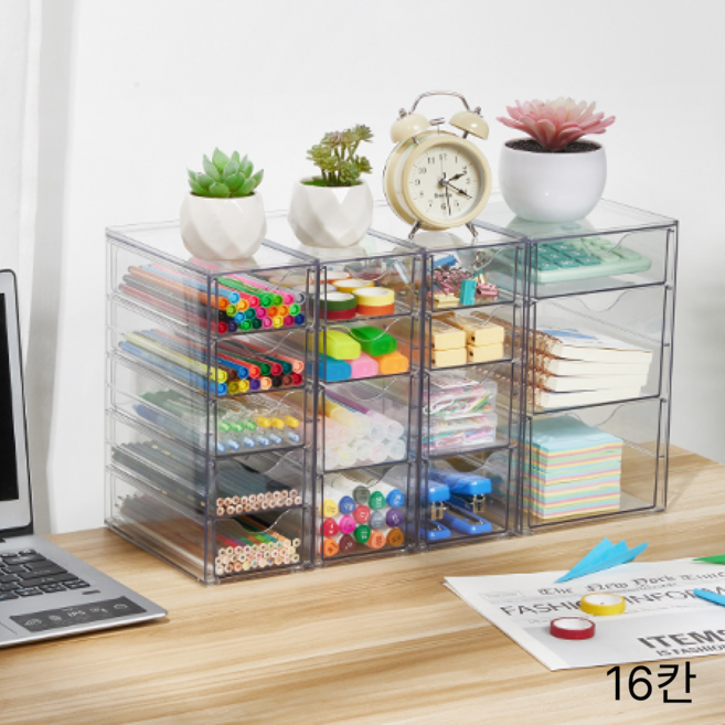 Vtopmart 시스템 멀티박스 복합형 서랍형 조립식 수납정리함, 1세트, 투명