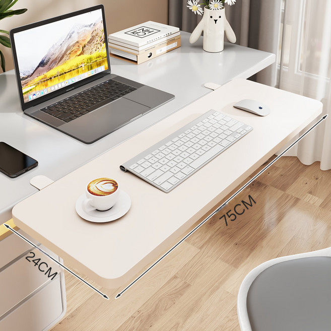 Anystar 폴딩 수납 연장 선반 책상 팔걸이 키보드 받침대, 화이트75*24CM, 1개