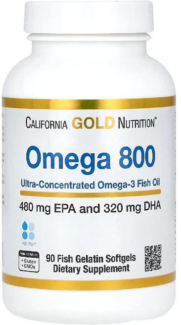 캘리포니아골드뉴트리션 오메가800 EPA 480 DHA 320 농축 피쉬 오일 90개 1000mg, 90정, 1세트 - 쿠팡