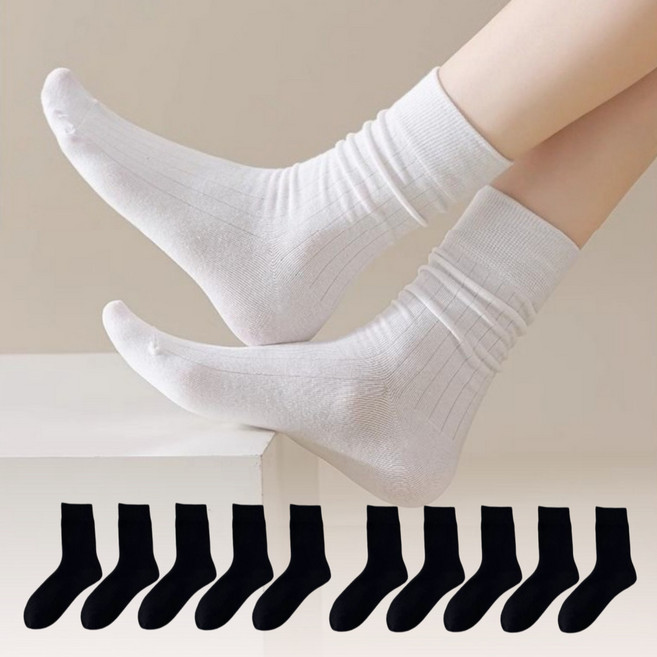 슬림 골지 여성 중목 양말 10켤레