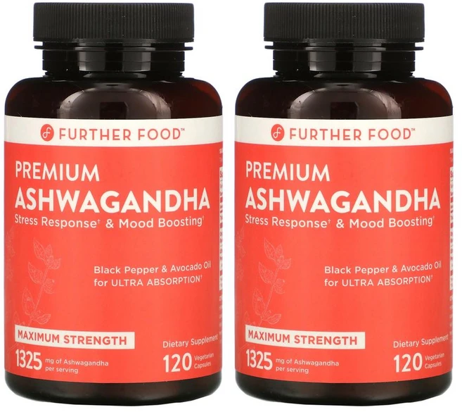 [1+1] Further Food 퍼더푸드 아슈와간다 1325mg 120캡슐 Ashwagandha 아보카도 오일 후추 열매, 120정 - 쿠팡