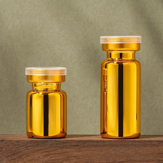 50개입 5ml 유리병 멸균 바이알 씰 빈 실험실용 자가 밀봉 주사 포트가 있는 플립 오프 알루미늄 캡 포함, 01 금, 02 10ml 용량