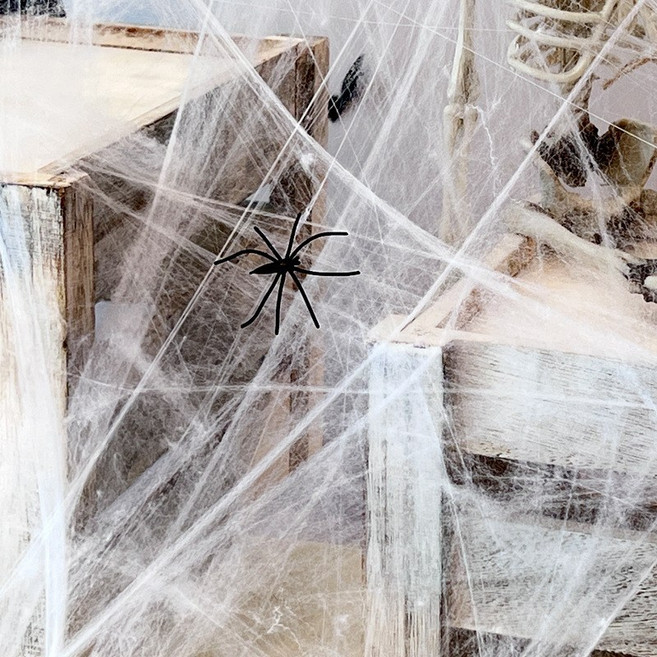 파티앤온 할로윈 장식 화이트 거미줄 거미모형, 1개