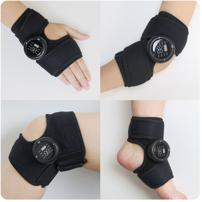 nimin 저주파 마사지기 6in1 무릎 손목 발목 팔꿈치 관절 전신 EMS TENS 마사지 밴드 근육 피로 회복, 블랙, KJH-X5HW