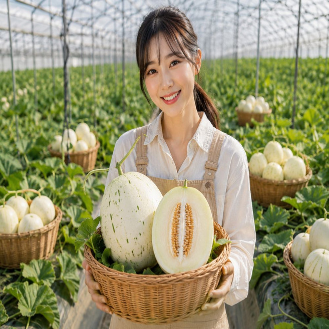 산지픽 백자빛 고당도 함안 가야백자메론 아삭과즙 상큼향 함안 가야백자멜론, 1개, 1kg 1과