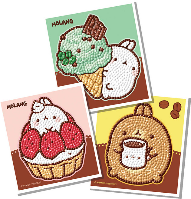 (PS) 어린이 보석십자수 스티커, 17. 달달한 몰랑이 3종, 1개