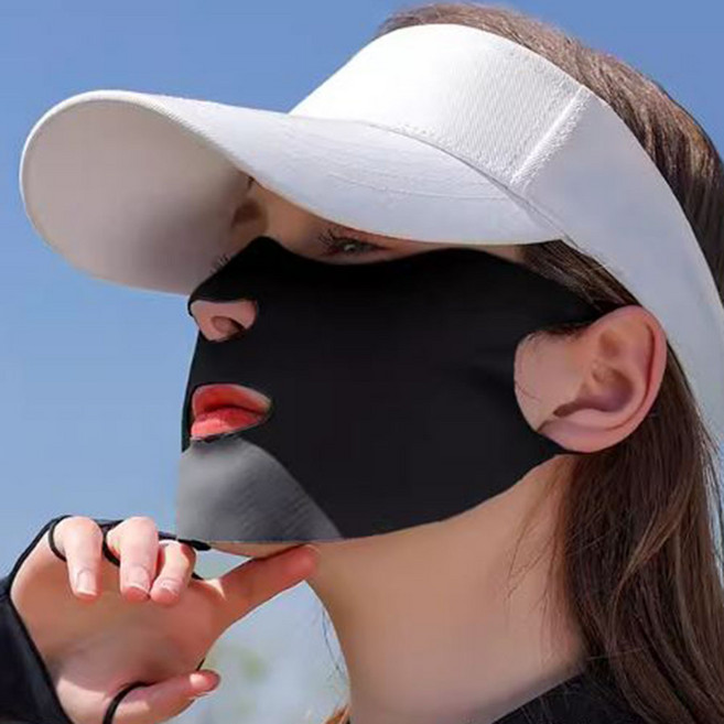 미즈코스 골프 안면 자외선 차단 마스크 빨아쓰는 스포츠 여름용 햇빛가리개 페이스커버 쿨마스크, 2개, 검정