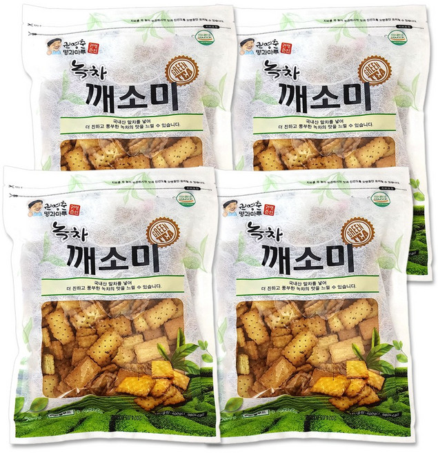 녹차 맛 깨소미 4개묶음 (커피 우유 간식 다식 건강 건빵 녹차깨소미), 400g, 4개