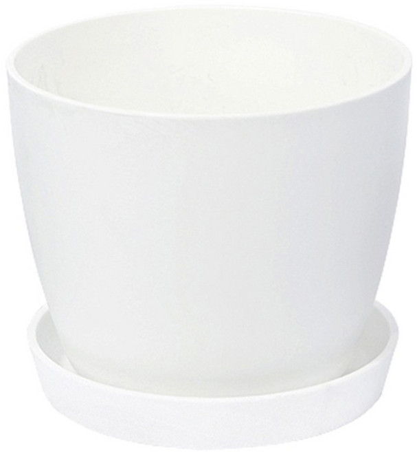 플라팜 분갈이 원형 화분 + 받침 세트, 화이트, 2개