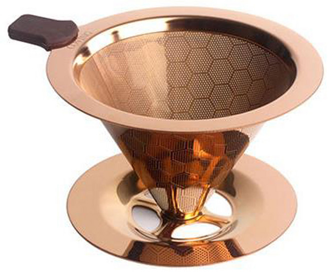 로즈골드 스텐 필터리스 핸드드립 허니콤 티타늄 커피 드리퍼 1~2인, 단품, 1개, 350ml