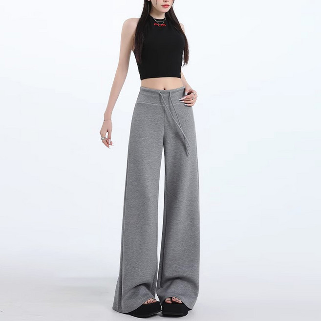 HA.M 여성 바지 편안한 밴드 부츠컷 롱기장 트레이닝 팬츠