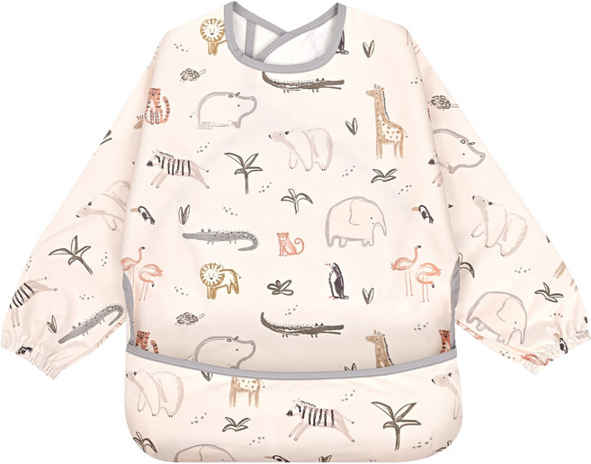 Little Dimsum베이비 긴팔 방수 자기 주도 이유식 턱받이 앞치마 1P, 1개, 1개입, 동물원