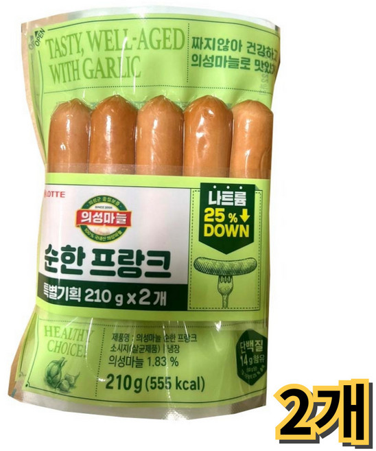 롯데 의성마늘 순한프랑크, 4개, 210g