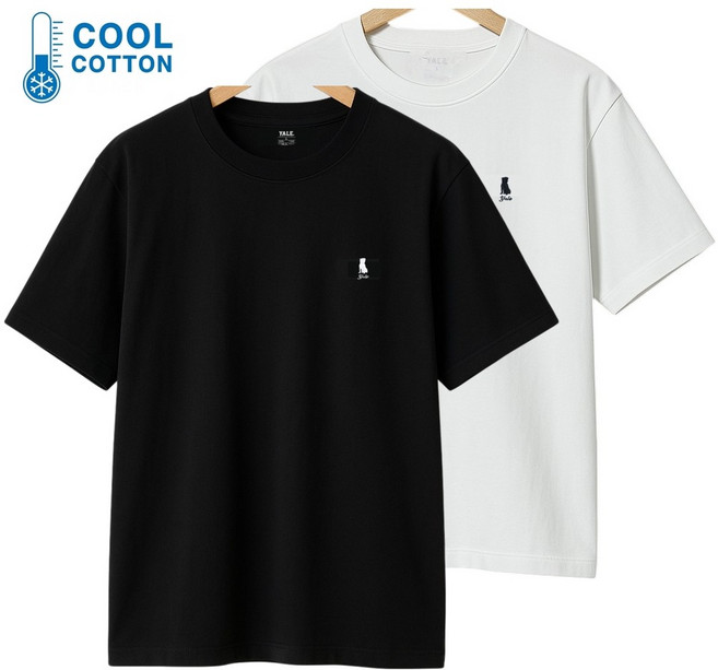 예일 쿨코튼 자수로고 반팔티 남녀공용 냉감소재