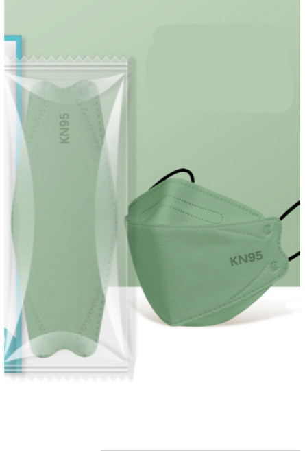 小臉魚型4D口罩 透氣 日系, 1個, CD0308-K95魚嘴口罩-灰綠色1入